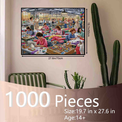 Busy Sewing Factory Workshop Jigsaw Puzzle