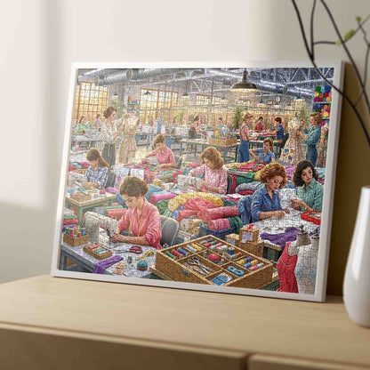 Busy Sewing Factory Workshop Jigsaw Puzzle