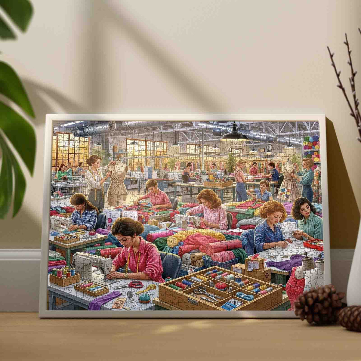 Busy Sewing Factory Workshop Jigsaw Puzzle