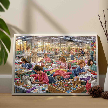 Busy Sewing Factory Workshop Jigsaw Puzzle