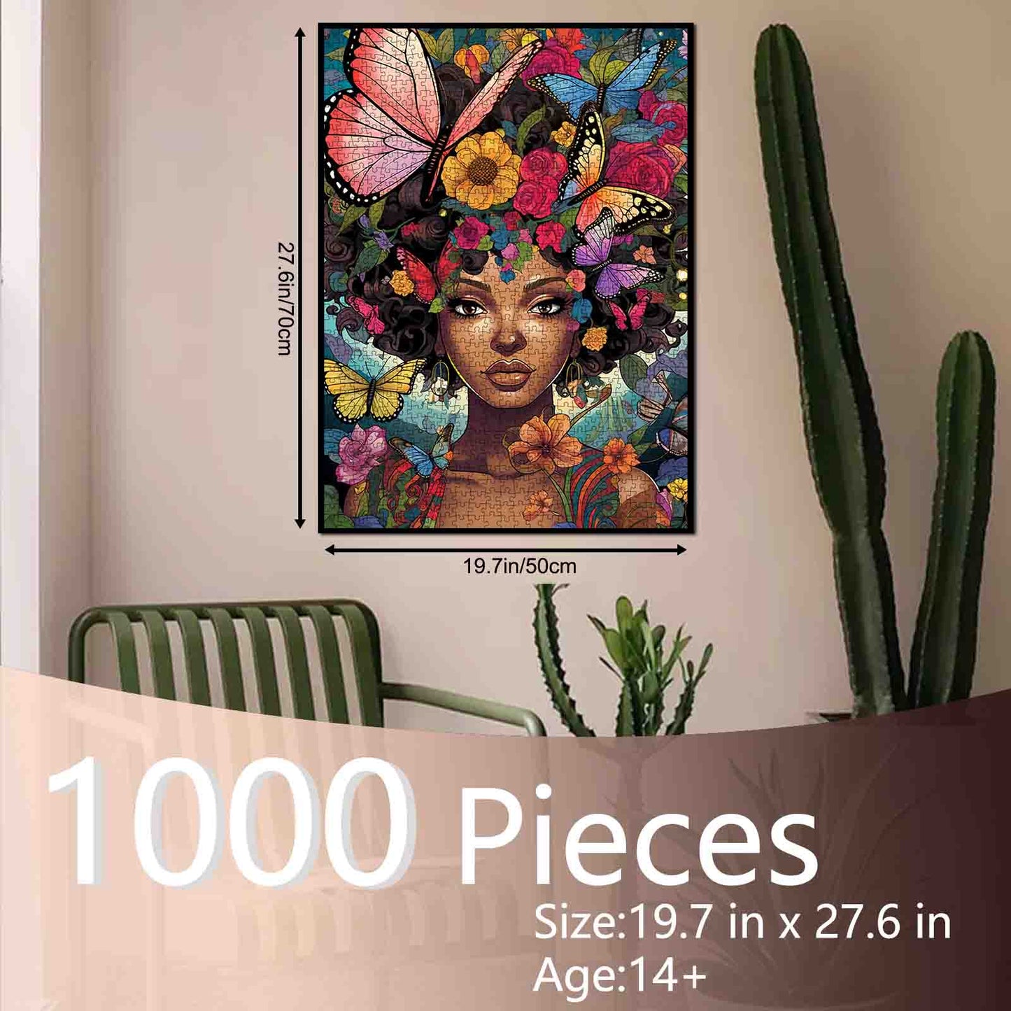 Butterfly Bloom African Beauty Portrait Jigsaw Puzzle