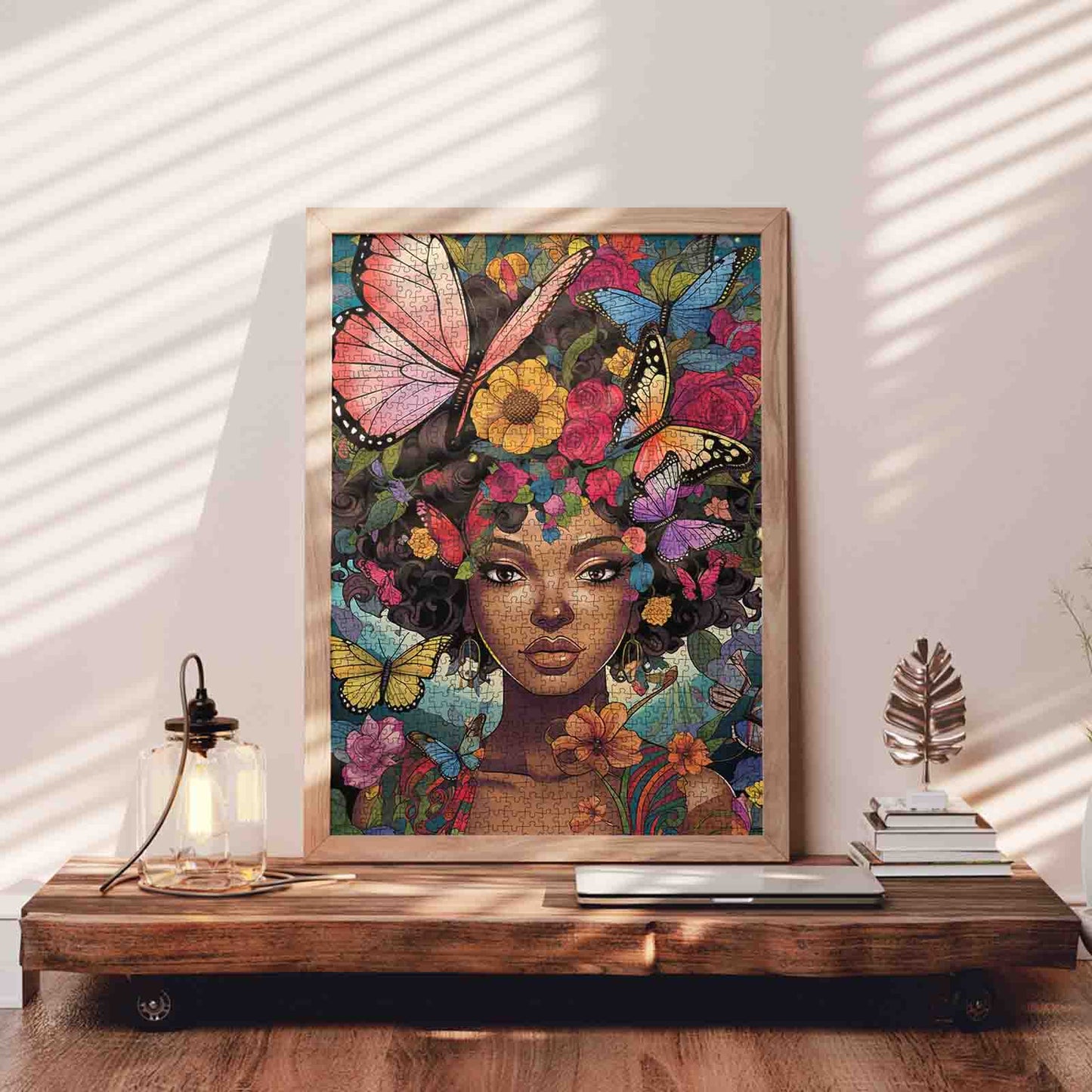 Butterfly Bloom African Beauty Portrait Jigsaw Puzzle