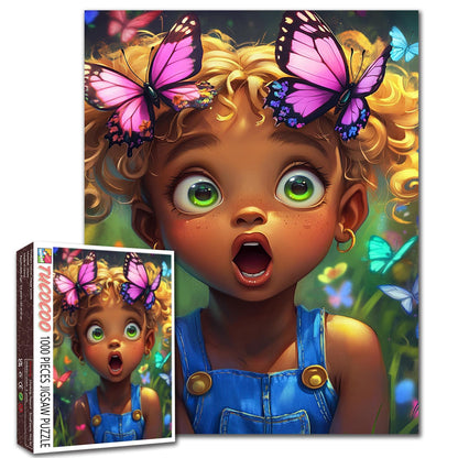 Butterfly Wonder African Girl Jigsaw Puzzle