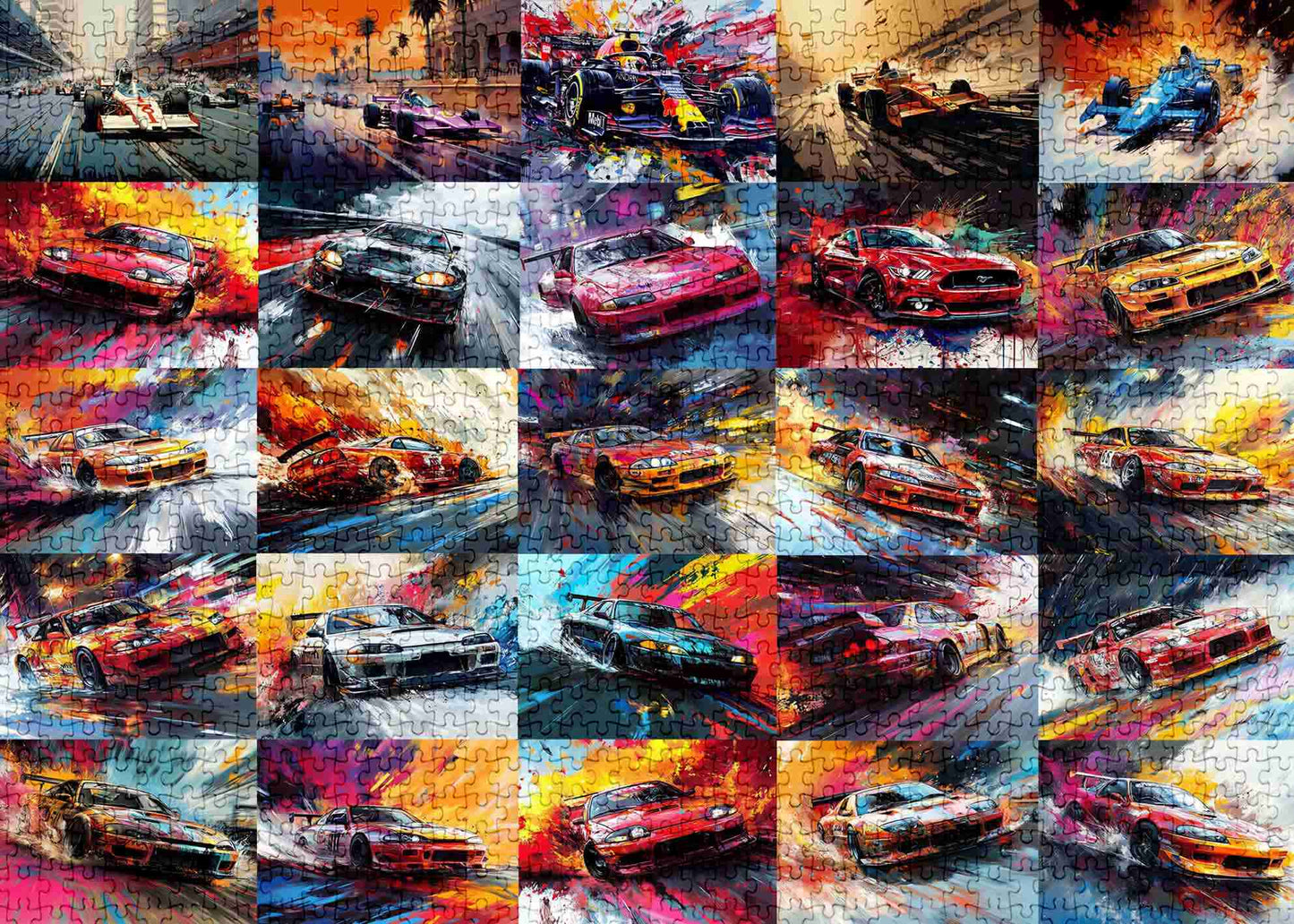 Dynamic Racing Cars Montage Jigsaw Puzzles