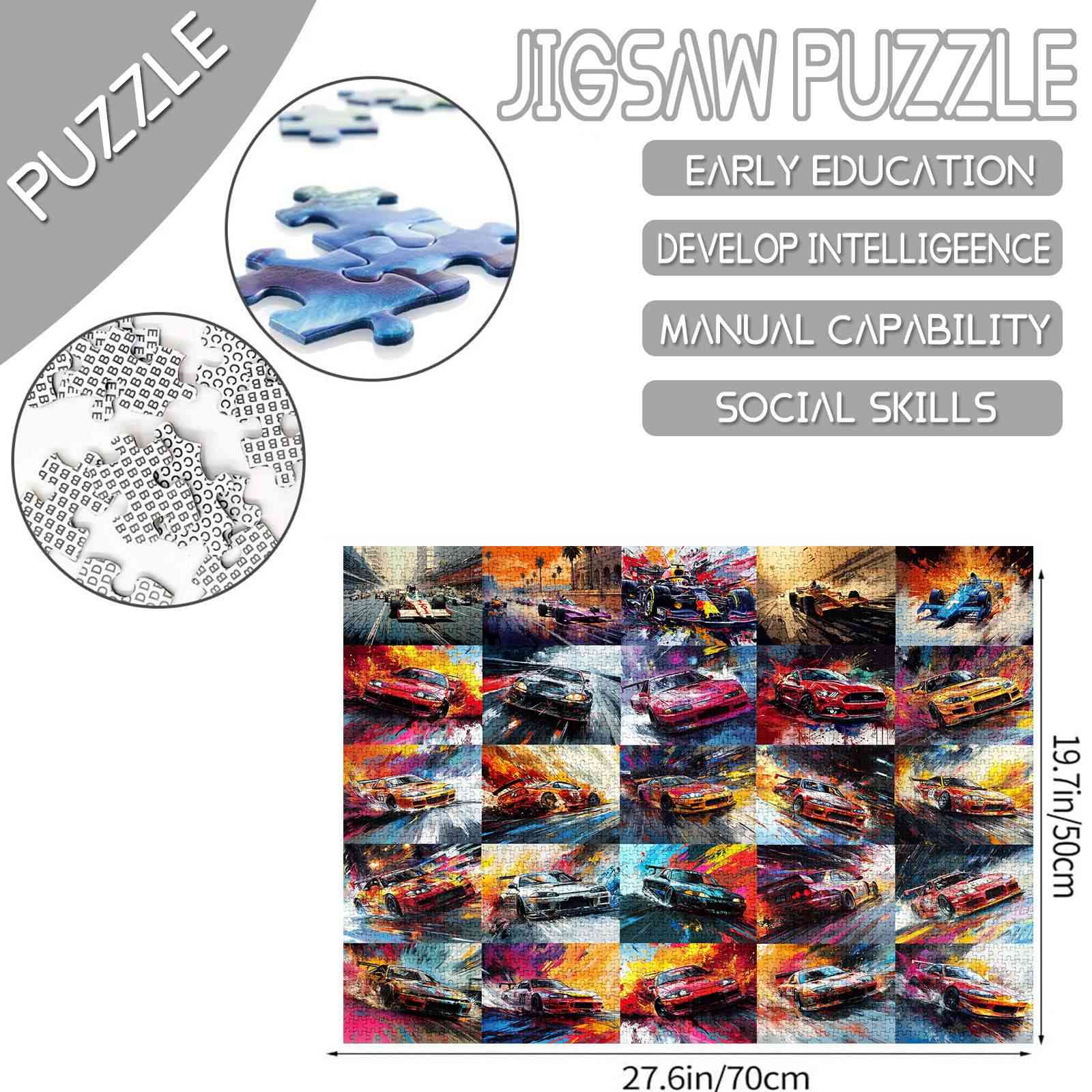 Dynamic Racing Cars Montage Jigsaw Puzzles