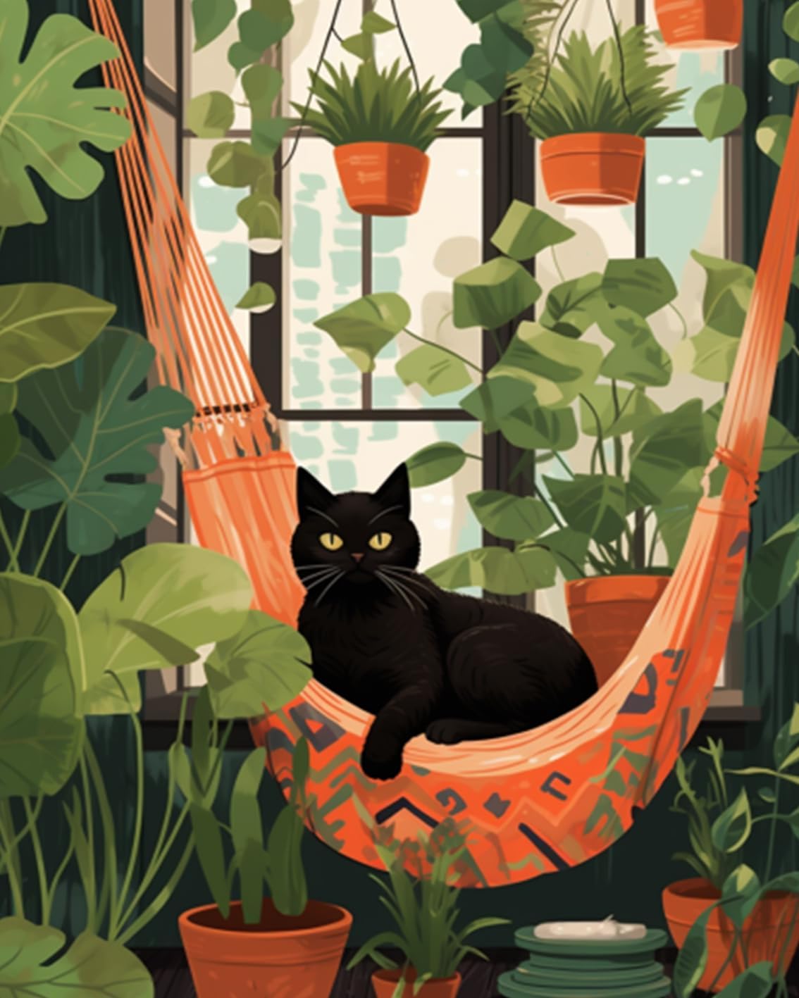 Cat on the Hammocks Paint by Numbers