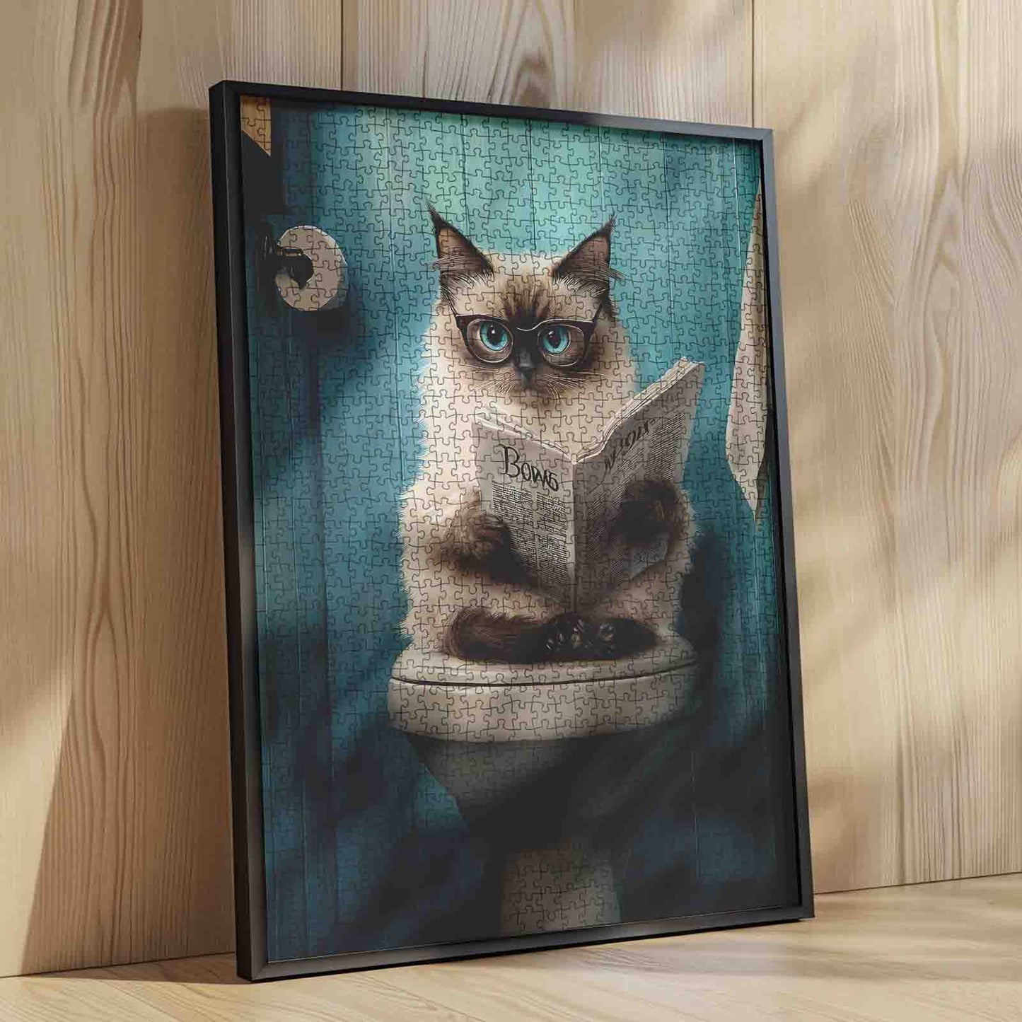 Cat Reading Newspaper on Toilet Jigsaw Puzzle