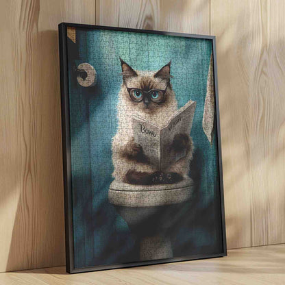 Cat Reading Newspaper on Toilet Jigsaw Puzzle