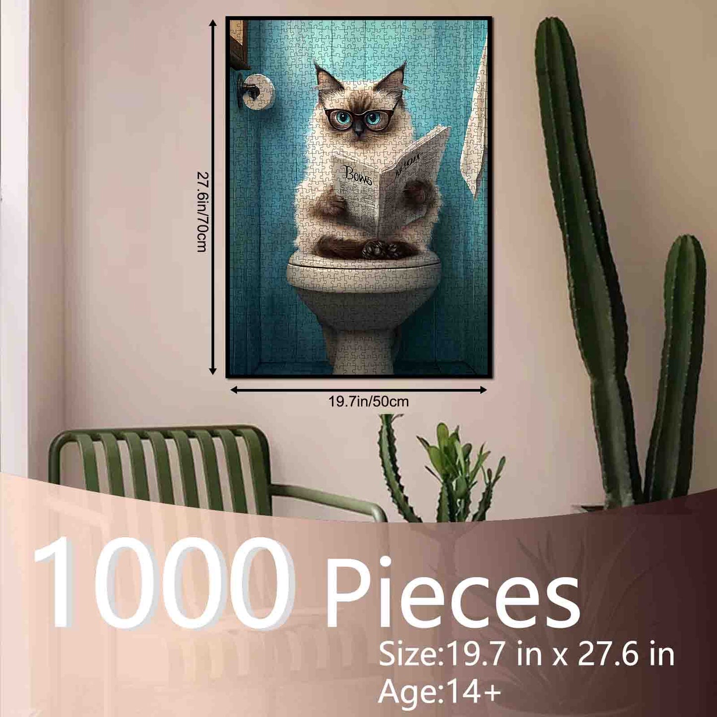 Cat Reading Newspaper on Toilet Jigsaw Puzzle