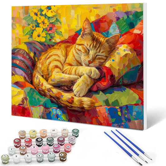 Sleeping Orange Cat Paint by Numbers