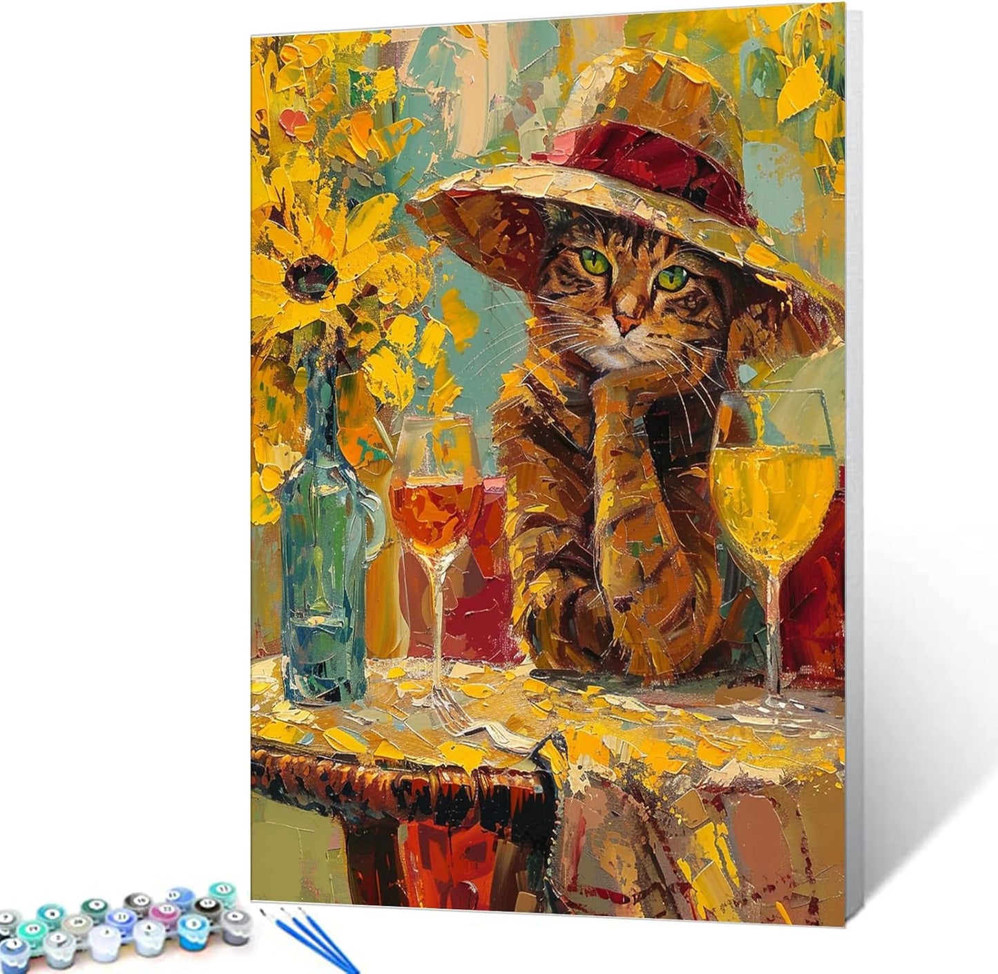 Elegant Kitten Drinking Red Wine Paint by Numbers