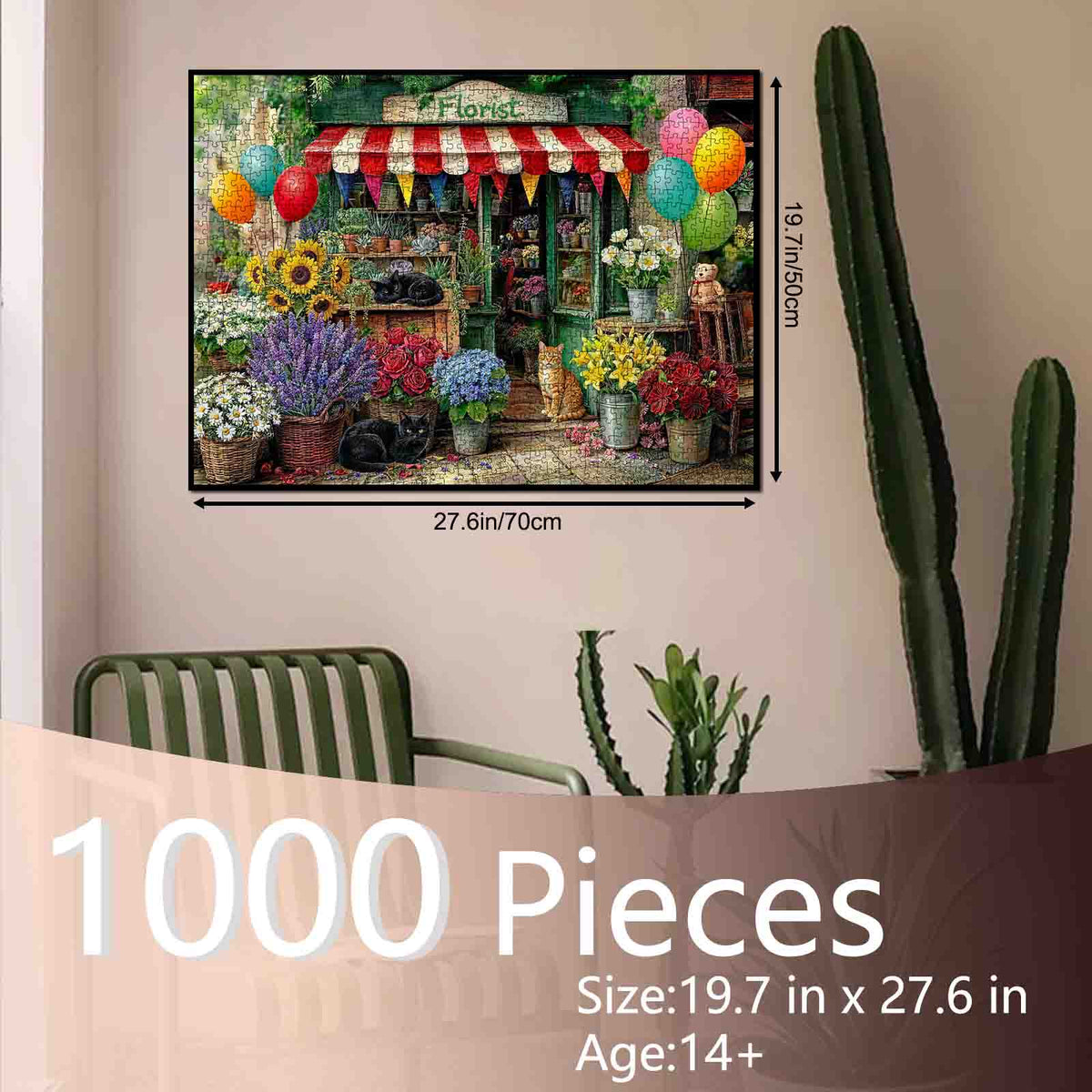 Cats at Charming Flower Shop Jigsaw Puzzle