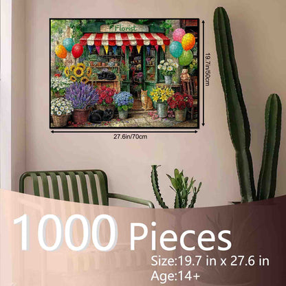 Cats at Charming Flower Shop Jigsaw Puzzle