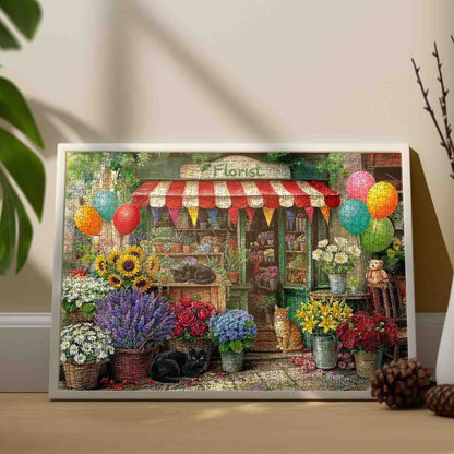 Cats at Charming Flower Shop Jigsaw Puzzle