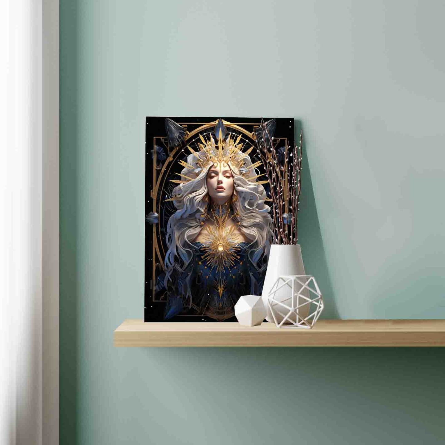 Celestial Goddess with Golden Crown Paint by Numbers