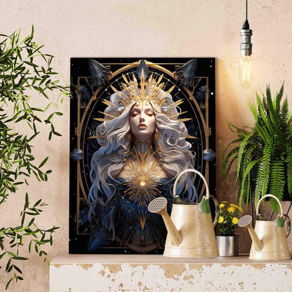 Celestial Goddess with Golden Crown Paint by Numbers