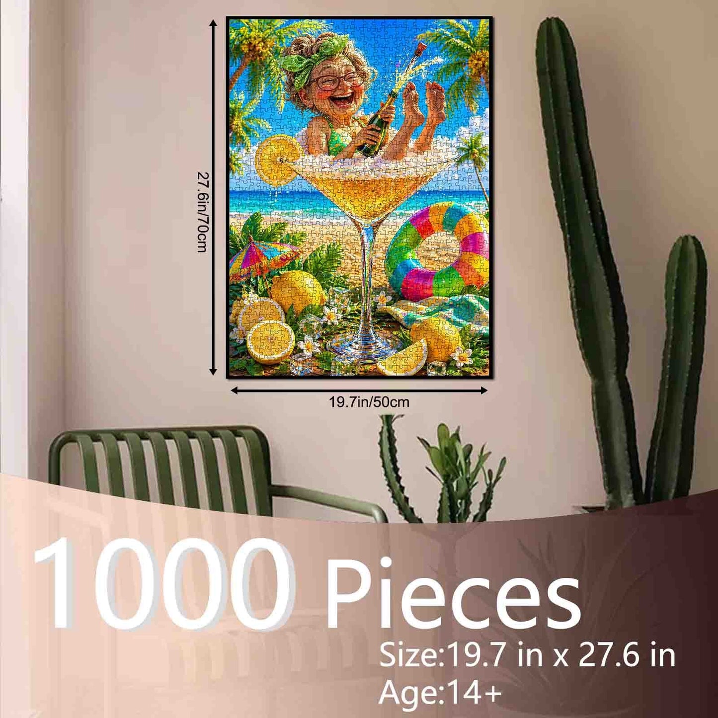 Champagne Grandma Beach Vacation Jigsaw Puzzle