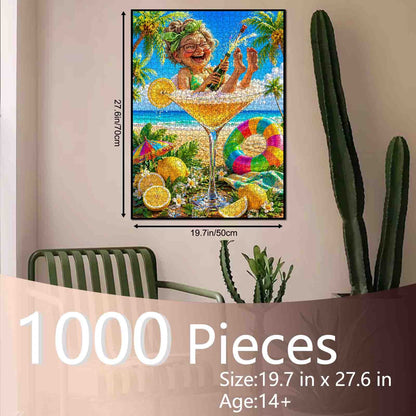 Champagne Grandma Beach Vacation Jigsaw Puzzle