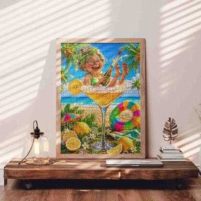 Champagne Grandma Beach Vacation Jigsaw Puzzle