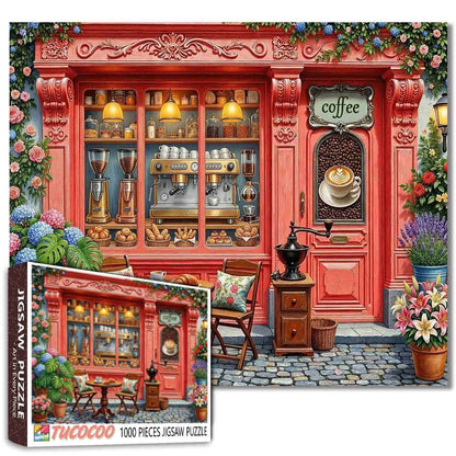 Charming Floral Coffee Shop Jigsaw Puzzle