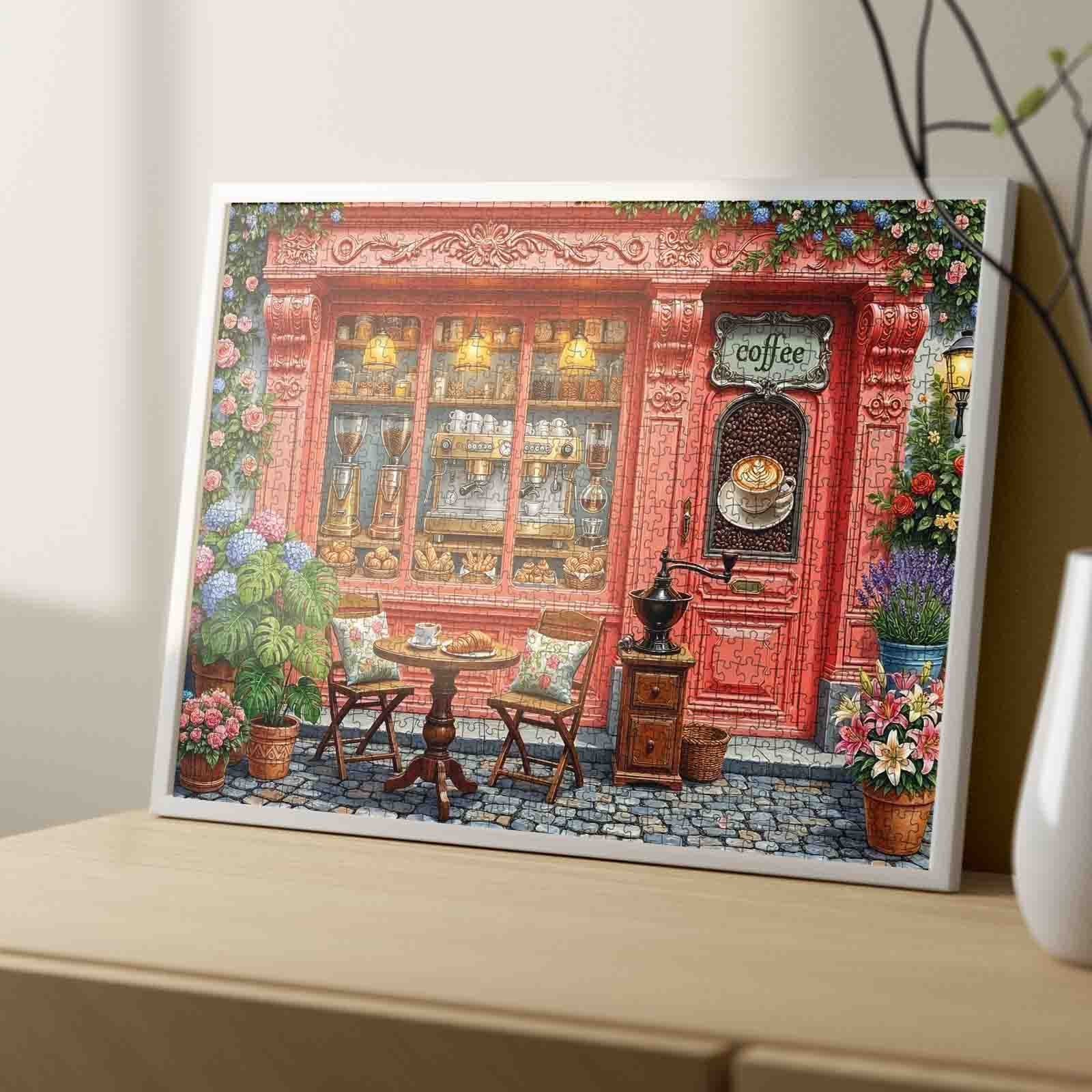 Charming Floral Coffee Shop Jigsaw Puzzle