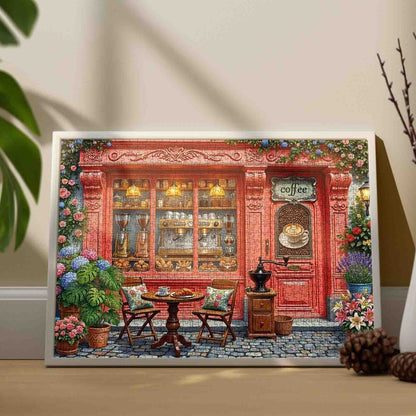 Charming Floral Coffee Shop Jigsaw Puzzle