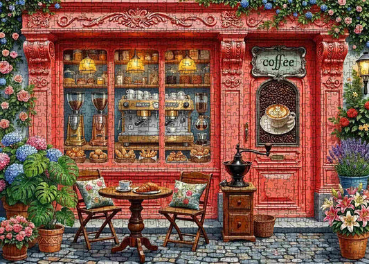 Charming Floral Coffee Shop Jigsaw Puzzle