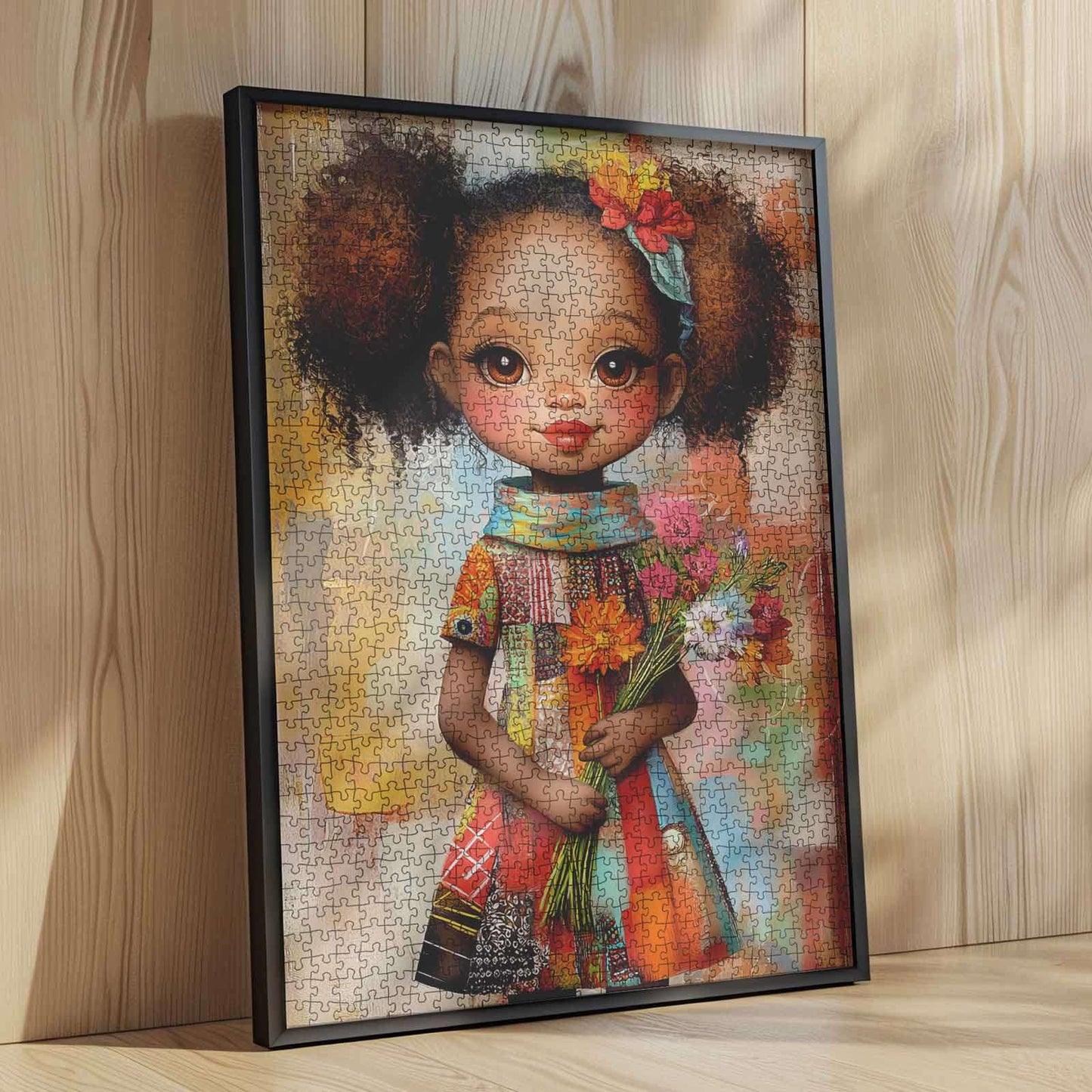 Charming Girl with Flower Bouquet Jigsaw Puzzle