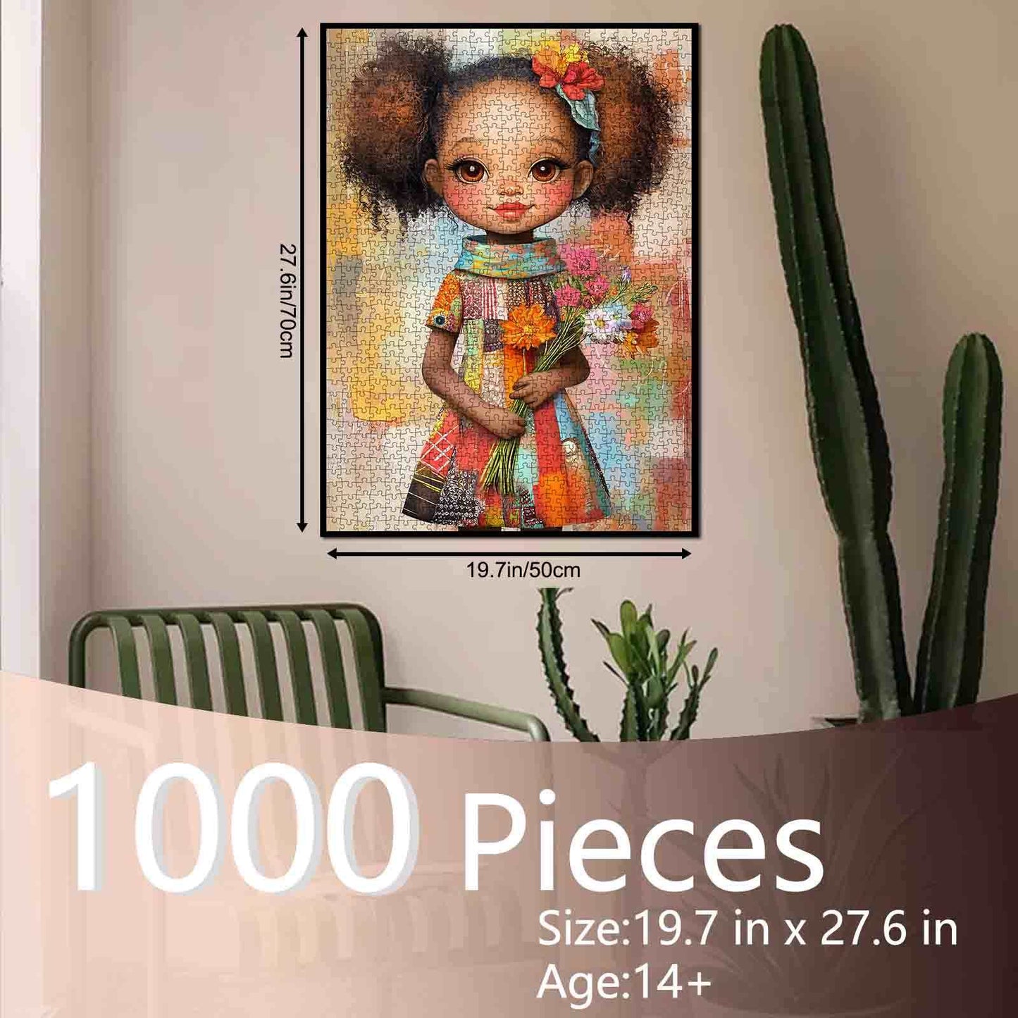 Charming Girl with Flower Bouquet Jigsaw Puzzle