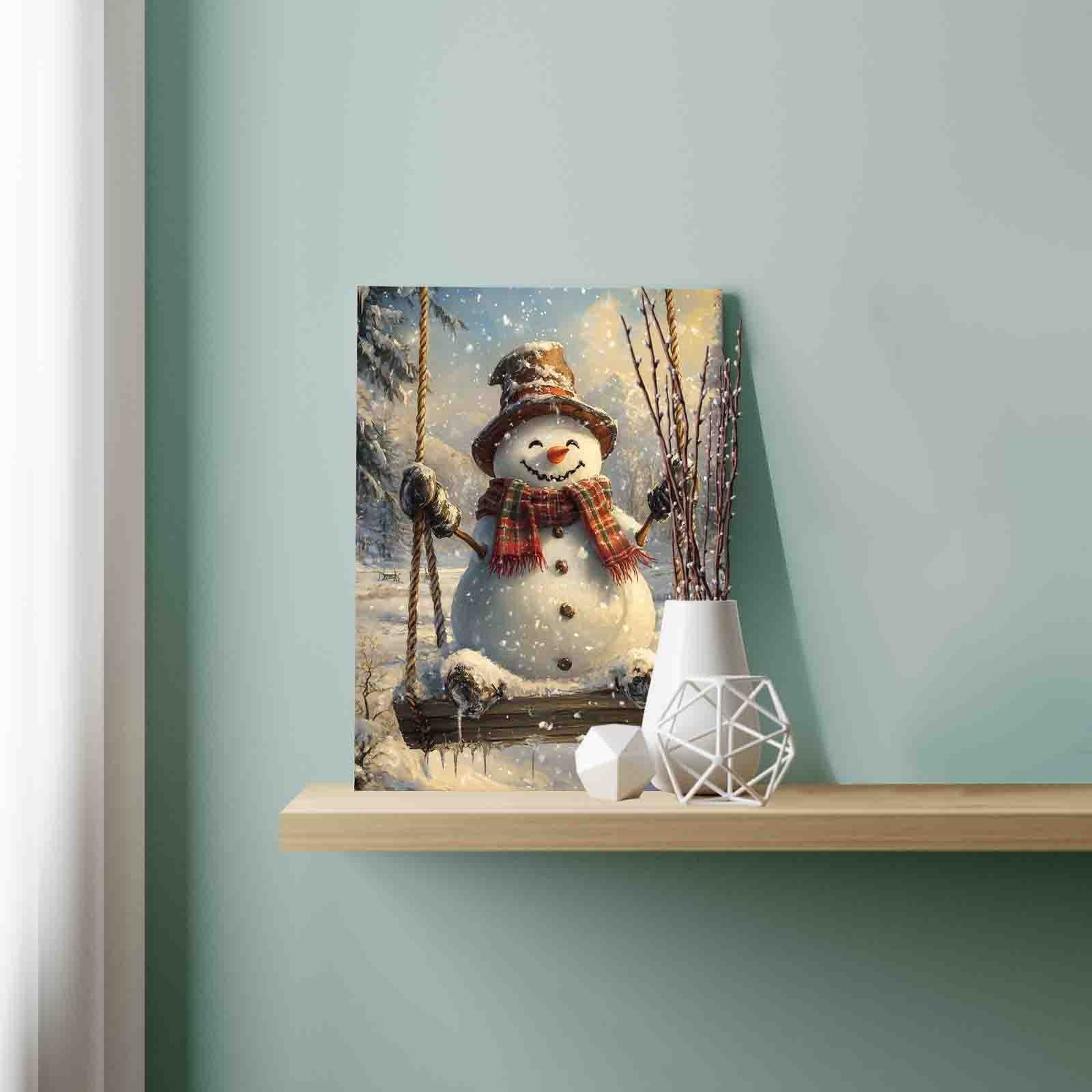 Cheerful Snowman on Swing Paint by Numbers – Tucocoo