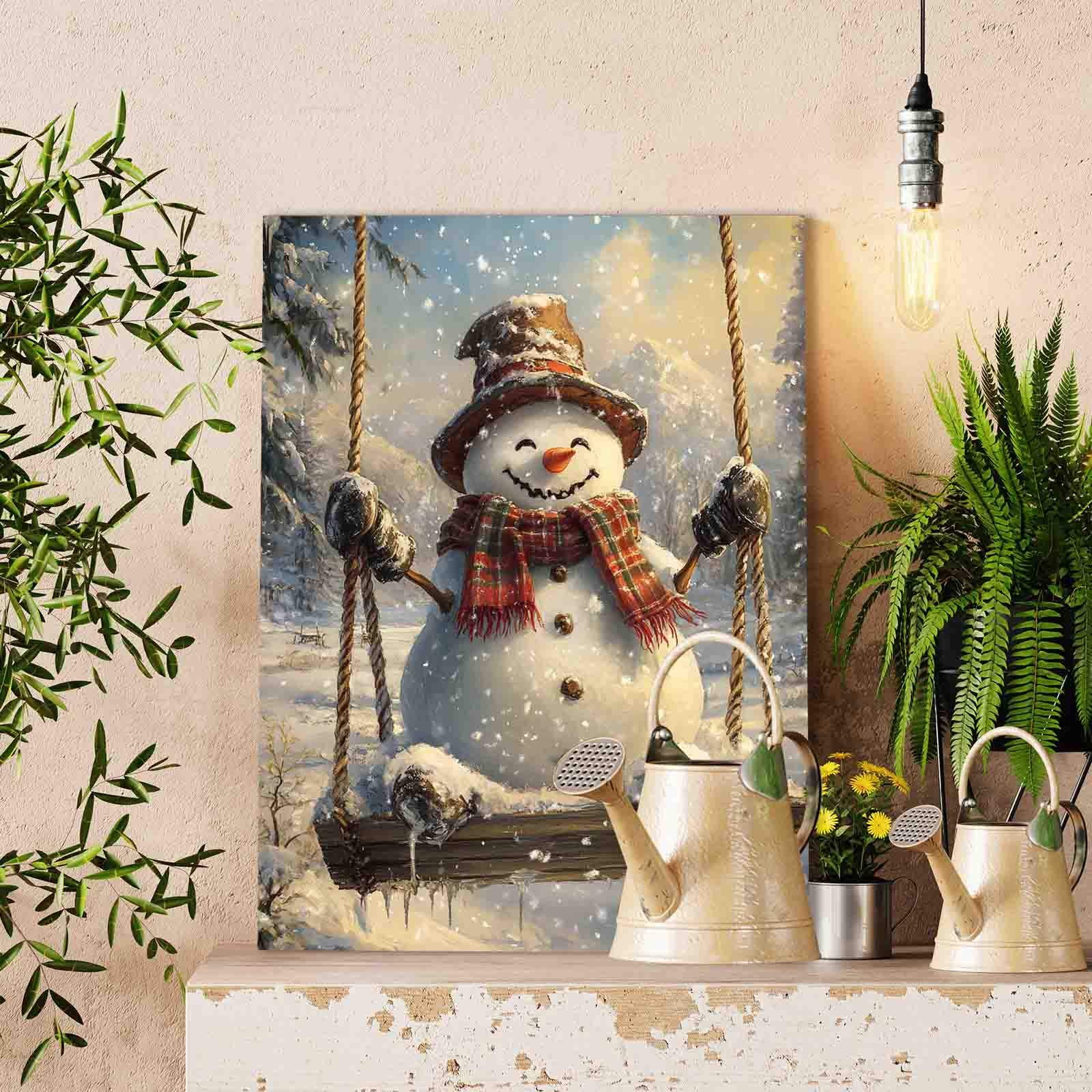 Cheerful Snowman on Swing Paint by Numbers – Tucocoo