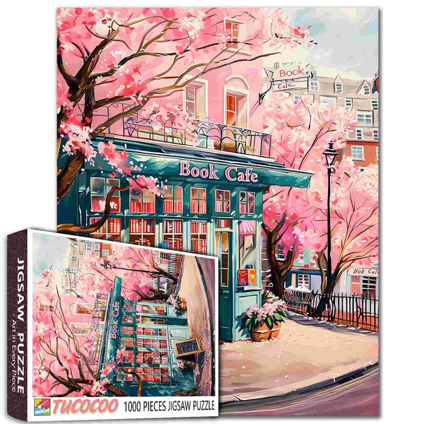 Cherry Blossom Book Café Jigsaw Puzzle – Tucocoo