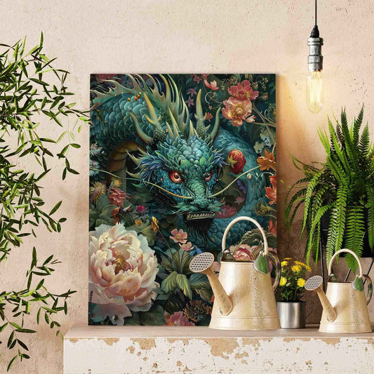 Chinese Dragon in Flowers Painting by Numbers