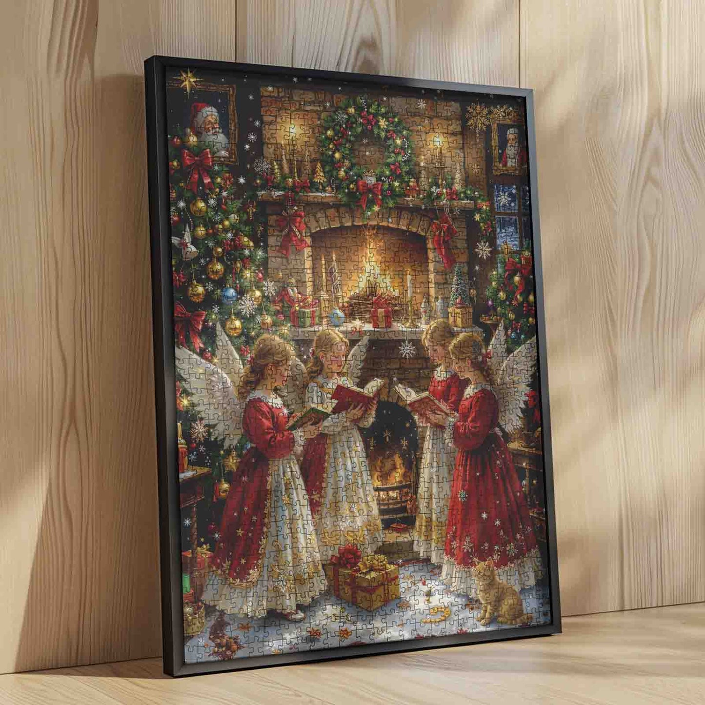 Christmas Angels Singing by the Fireplace Jigsaw Puzzle