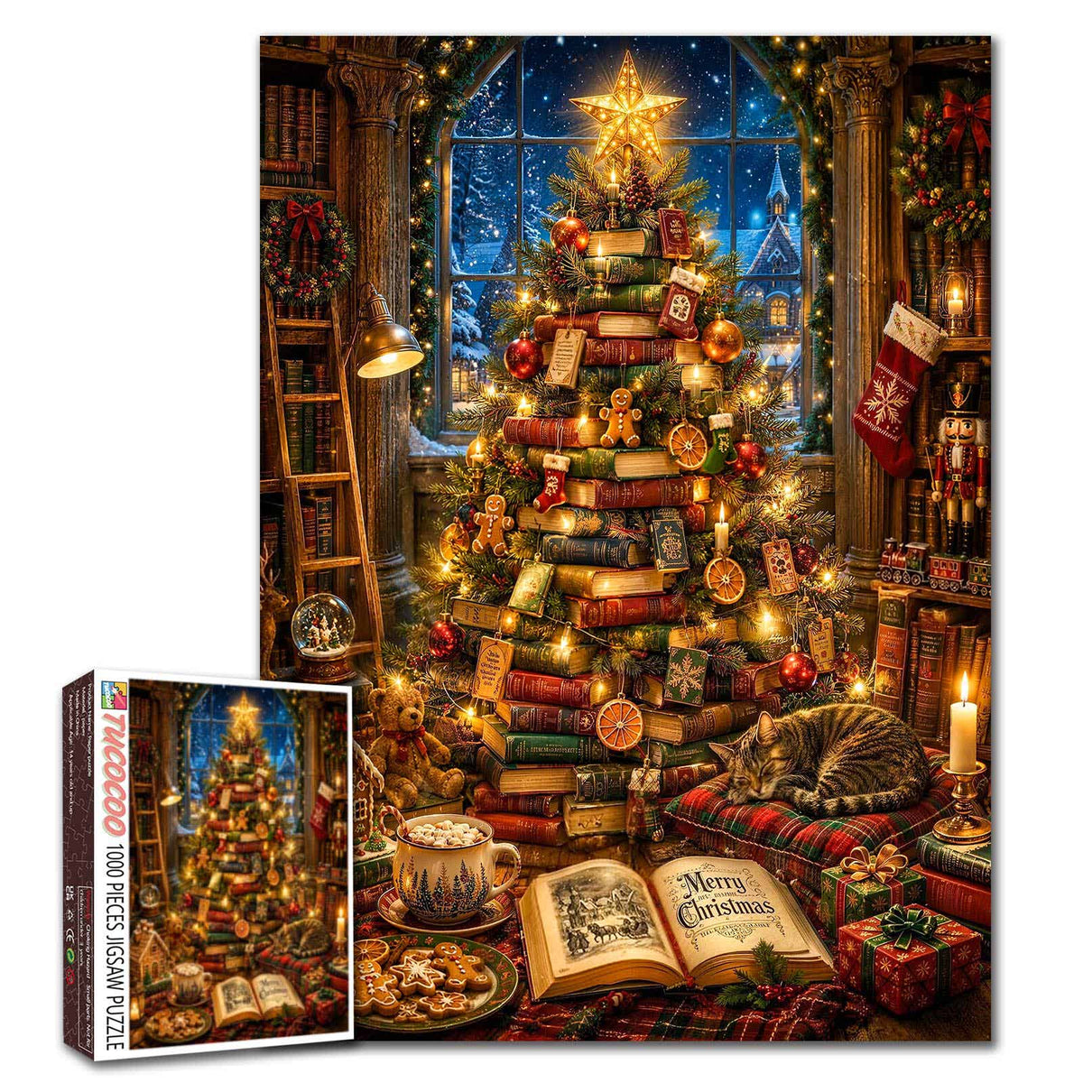 Christmas Book Tree Library Jigsaw Puzzle