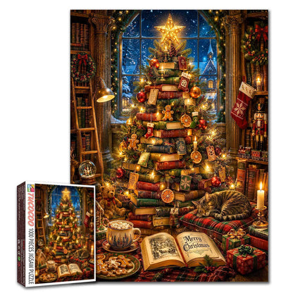 Christmas Book Tree Library Jigsaw Puzzle