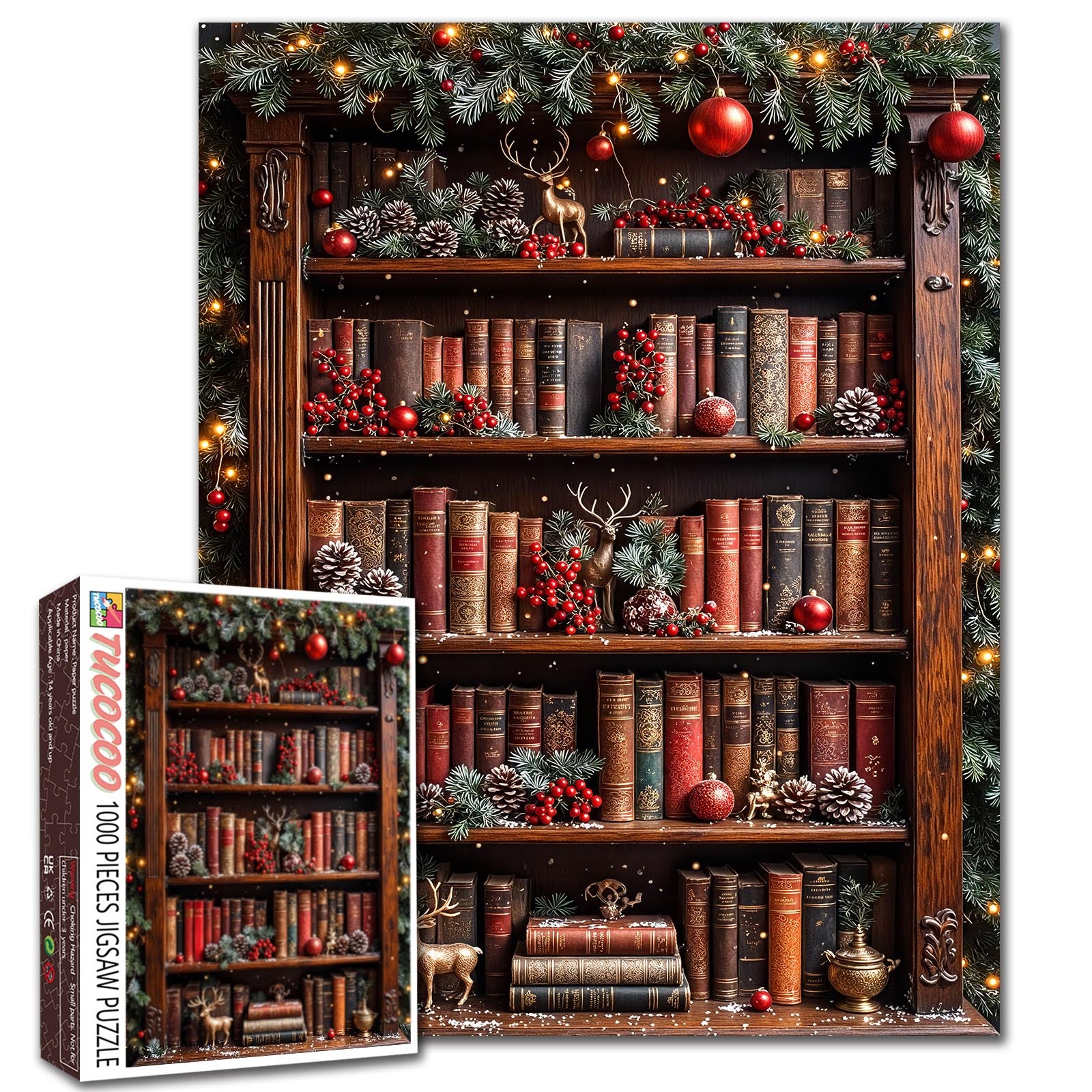 Christmas Bookshelf Charm Jigsaw Puzzle