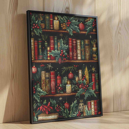 Christmas Bookshelf with Candles and Holly Jigsaw Puzzle