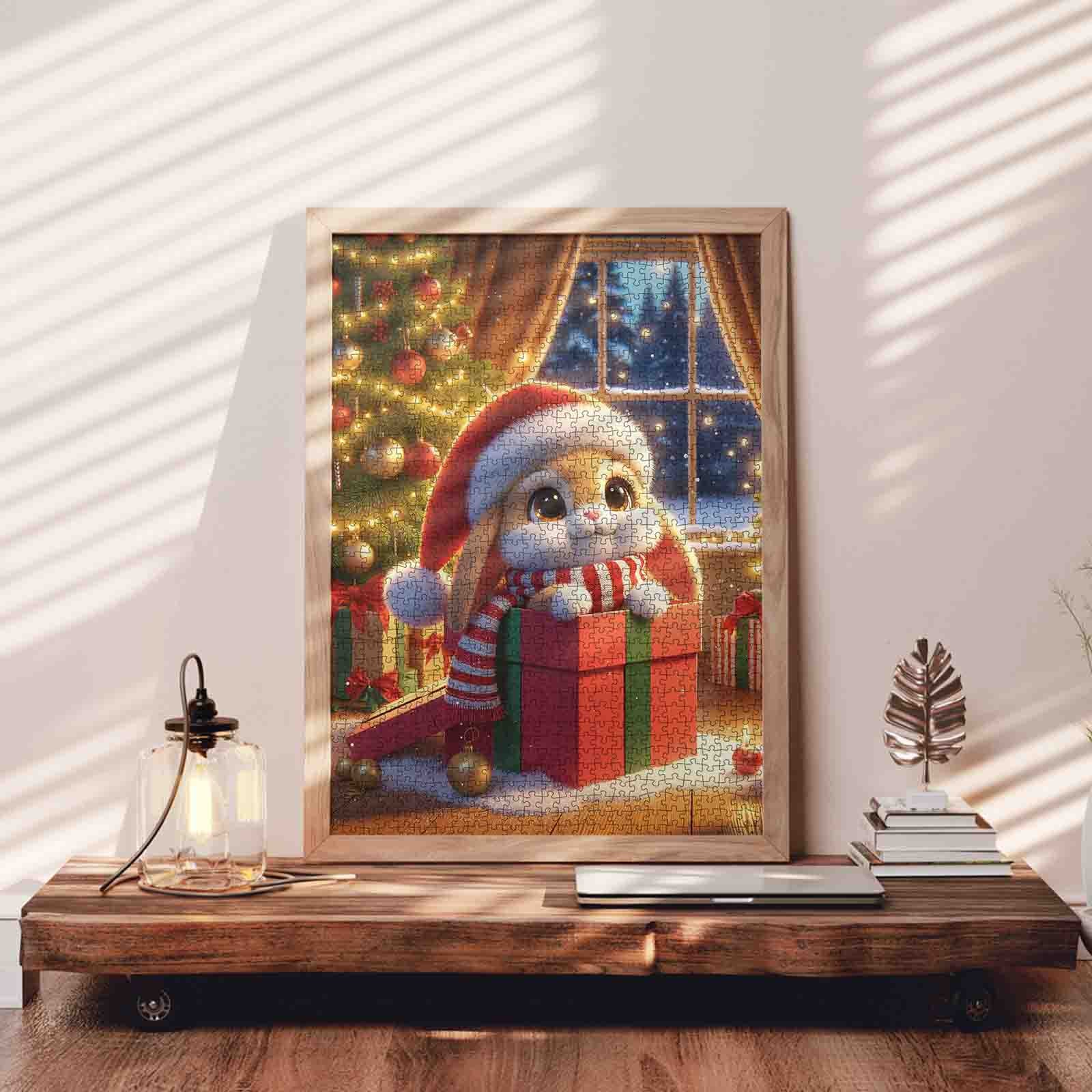 Christmas Bunny in Gift Box Jigsaw Puzzle