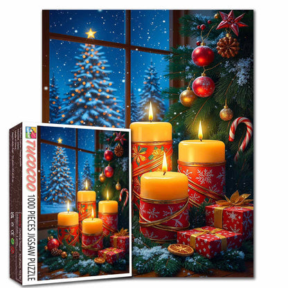 Christmas Candles by Tree Jigsaw Puzzle