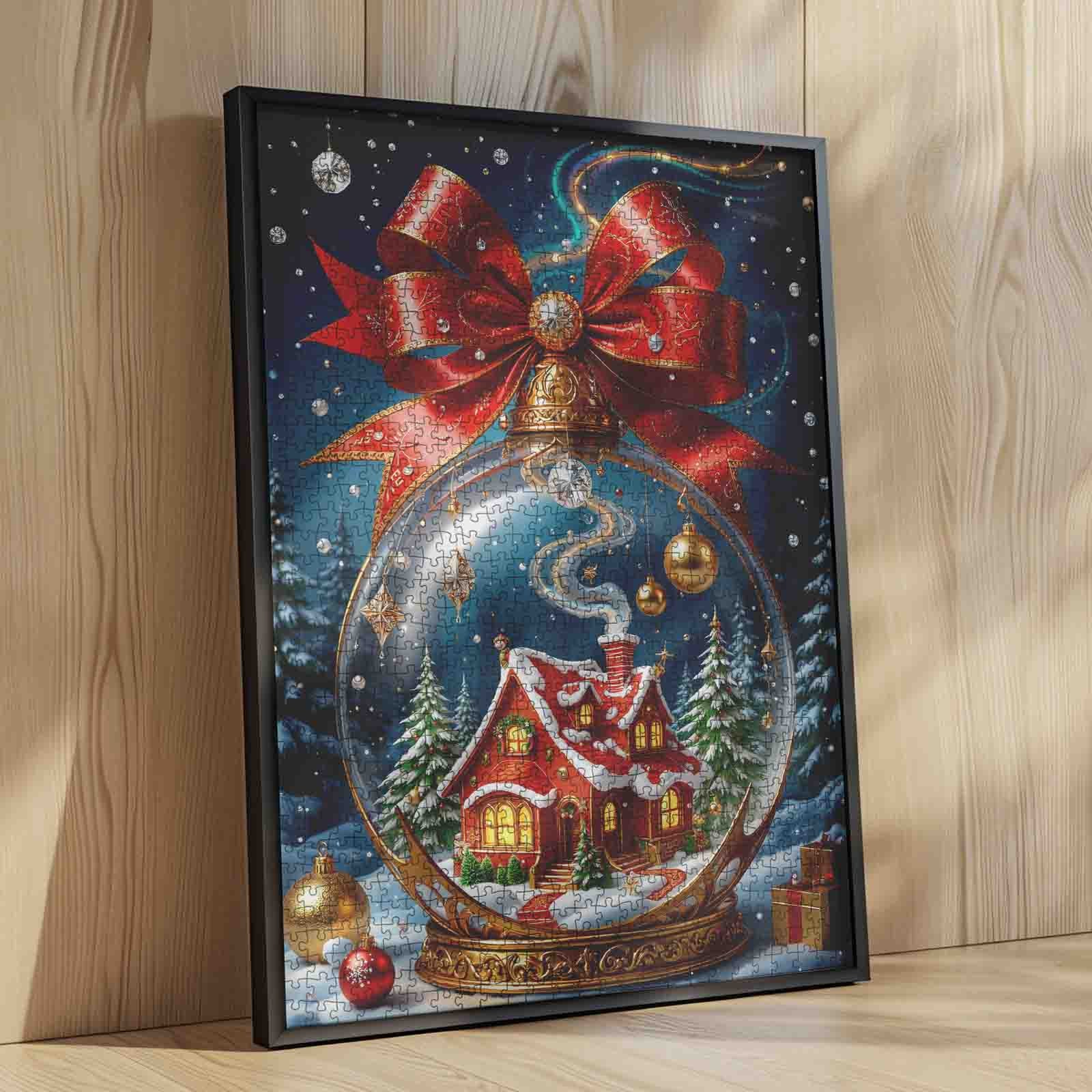 Christmas Cottage in Ornament Globe Jigsaw Puzzle