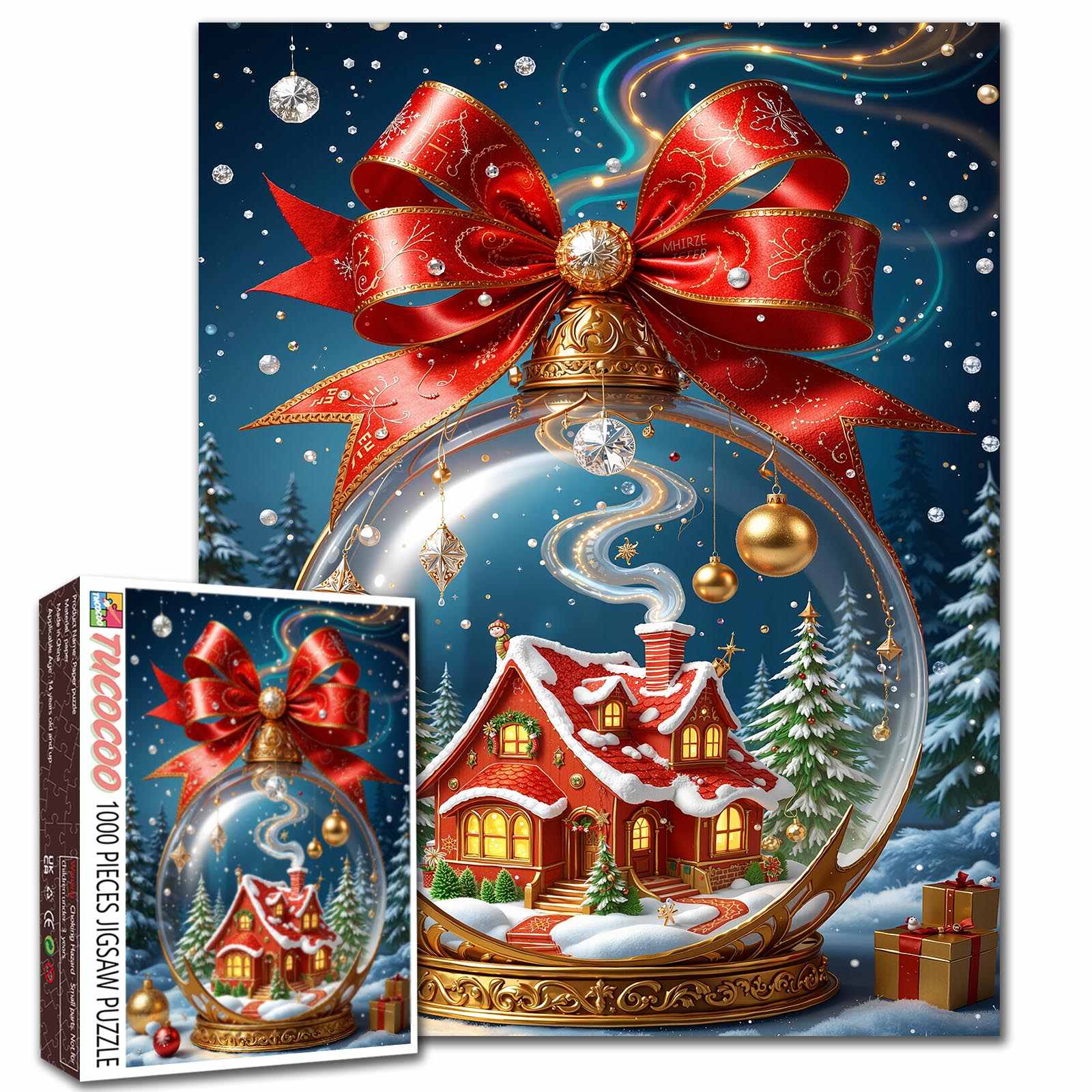 Christmas Cottage in Ornament Globe Jigsaw Puzzle