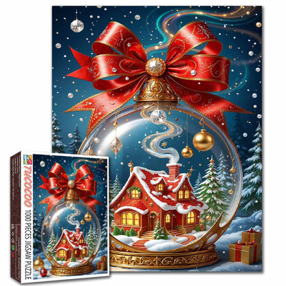 Christmas Cottage in Ornament Globe Jigsaw Puzzle