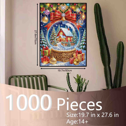 Christmas Cottage in Ornament Globe Jigsaw Puzzle