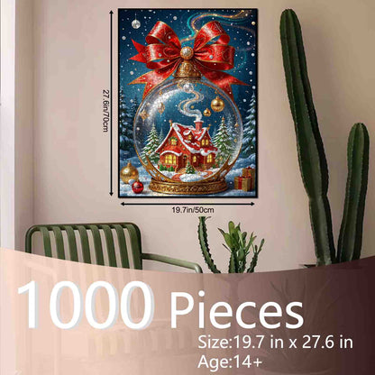 Christmas Cottage in Ornament Globe Jigsaw Puzzle