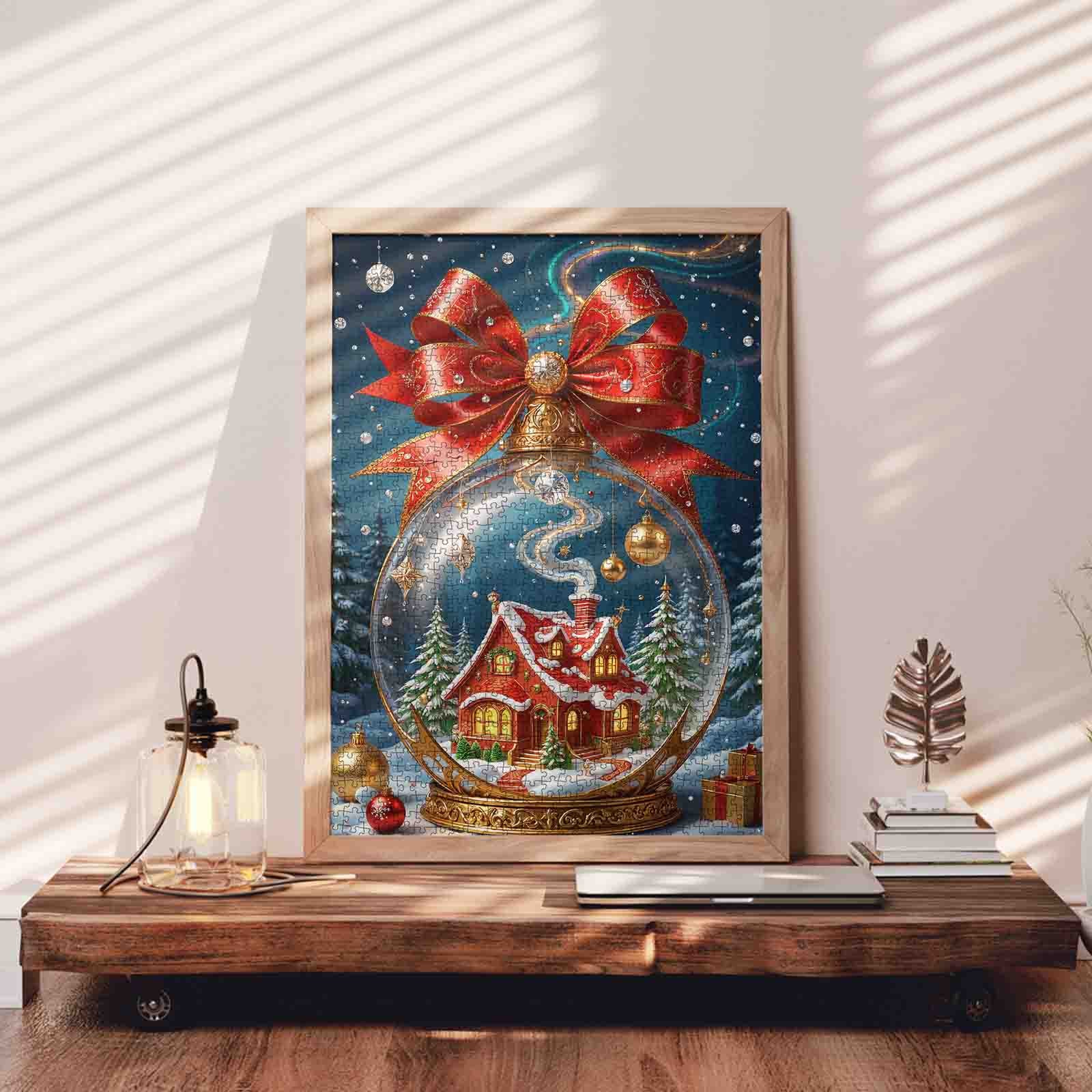 Christmas Cottage in Ornament Globe Jigsaw Puzzle