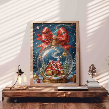 Christmas Cottage in Ornament Globe Jigsaw Puzzle