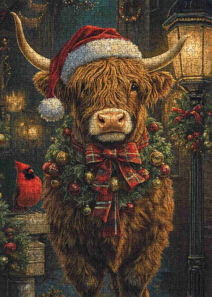Christmas Highland Cow Jigsaw Puzzle