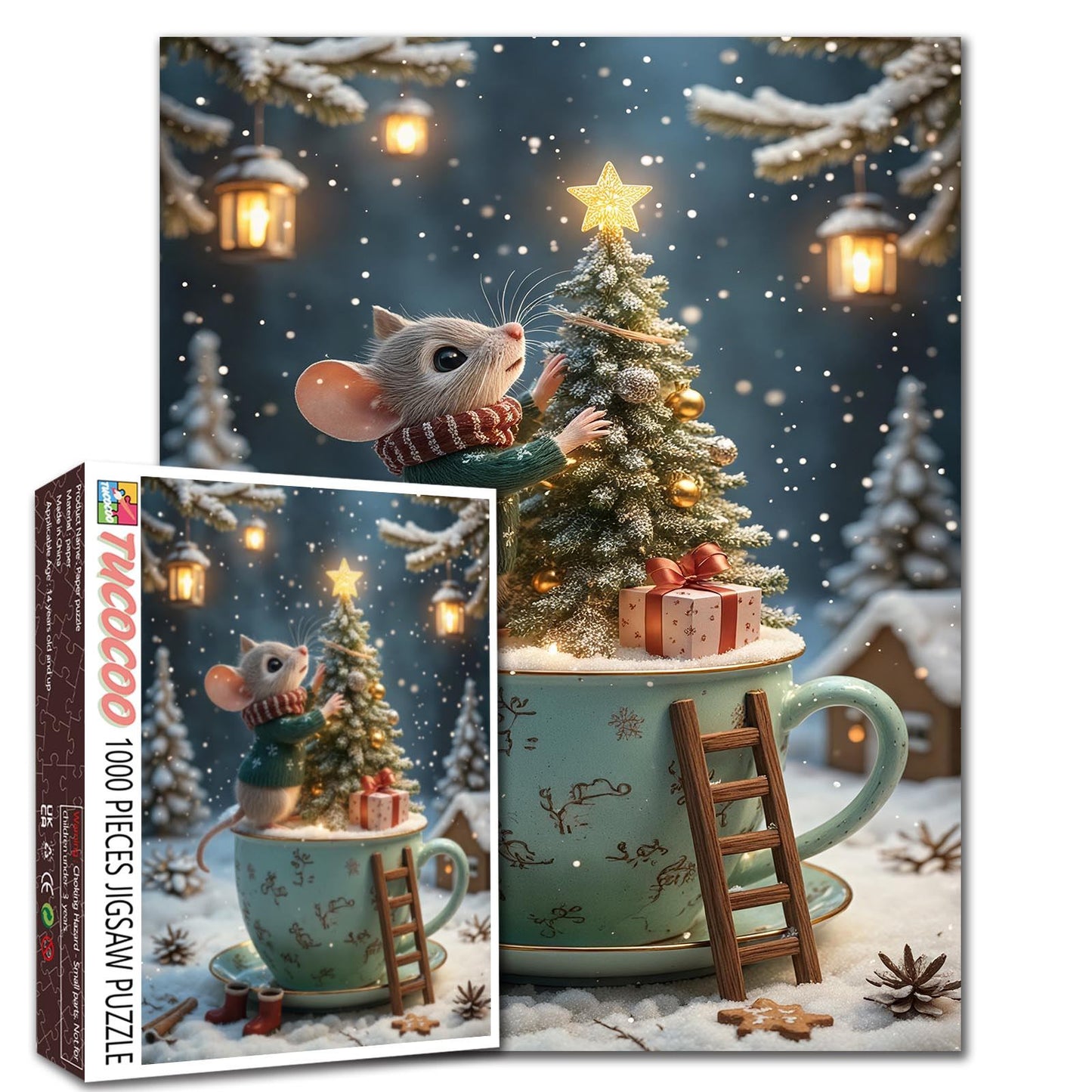 Christmas Mouse and Teacup Tree Jigsaw Puzzle
