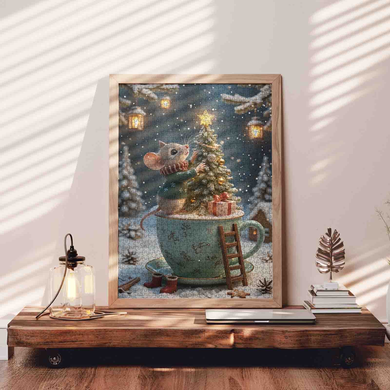Christmas Mouse and Teacup Tree Jigsaw Puzzle